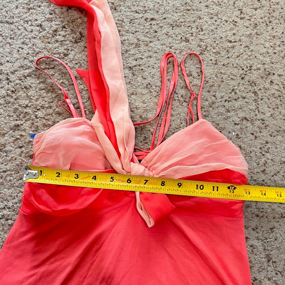 Y2k Milkmaid jersey tie front belt strap Orange summer cami tank blouse fairy xs - Picture 12 of 13